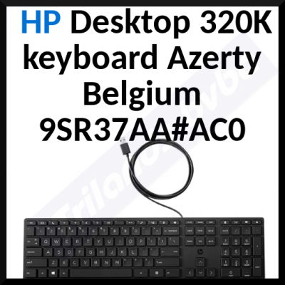 HP 320K Wired USB Interface Keyboard - Cable Connectivity - USB Interface - Belgian - AZERTY Layout - Black - Notebook - Windows