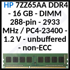HP 7ZZ65AA DDR4 - 16 GB - DIMM 288-pin - 2933 MHz / PC4-23400 - 1.2 V - unbuffered - non-ECC - for Workstation Z4 G4