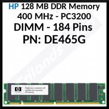 HP 128 MB DDR Memory DE465G - 128 MB - DDR - DIMM - 184 Pins - 400 MHz - PC3200 - NONECC - Refurbished