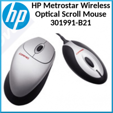 HP Metrostar Wireless Optical Scroll Mouse 301991-B21- Carbon/Silver Mouse Complete with USB Wireless Receiver, Battery - Compaible with Windows, Linux