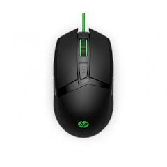 HP 300 Gaming Mouse - USB - Optical - 8 Button(s) - Black, Green - Cable - 5000 dpi - Symmetrical