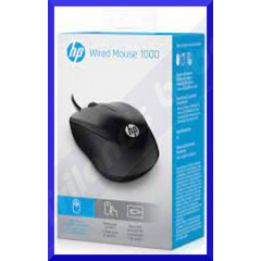 HP (4QM14AA#ABB) 1000 USB 3 Button(s) Mouse - Black - Cable - 1200 dpi - Scroll Wheel - Symmetrical