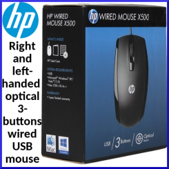 HP X500 right and left-handed optical 3 buttons wired USB Mouse E5E76AA#ABB
