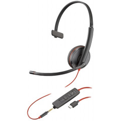 HP Poly Blackwire C3215 Monaural Headset +Carry Case Bulk