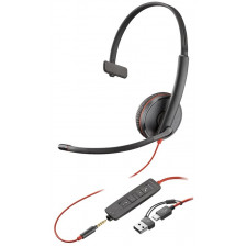 HP Poly Blackwire 3215 Monaural USB-C Headset +3.5mm Plug +USB-C/A Adapter Bulk