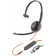 HP Poly Blackwire 3215 Monaural USB-C Headset +3.5mm Plug +USB-C/A Adapter Bulk