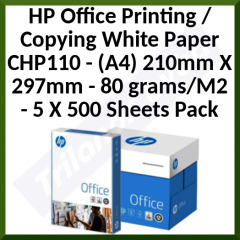 HP Office Printing / Copying White Paper CHP110 (Laser + Inkjet) - (A4) 210mm X 297mm - 80 grams/M2 - 5 X 500 Sheets Pack (1Box=2500 Sheets)