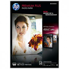 HP Premium Plus Semi-Gloss Photo Inkjet Paper CR673A - (A4) 210 mm X 297 mm - 300 Grams/M2 - 20 Sheets Pack - for all Inkjet Printers