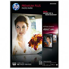 HP Premium Plus Semi-Gloss Photo Inkjet Paper CR673A - (A4) 210 mm X 297 mm - 300 Grams/M2 - 20 Sheets Pack - for all Inkjet Printers