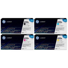 HP 650A CMYK (4-Toner Bundle) - Cyan CE271A + Magenta CE273A + Yellow CE272A + Black CE270A ORIGINAL Color LaserJet Toner Cartridges ( 3 X 15.000 pages + 1 X 13.500 Pages)