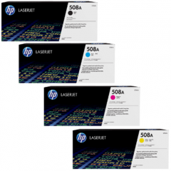 HP 508A CMYK (4-Toner CMYK Bundle) Cyan CF361A + Magenta CF363A + Yellow CF362A + Black CF360A ALL ORIGINAL LaserJet Toner Cartridges (3 X 5.000 Pages + 1 X 6.000 Pages))