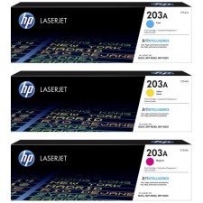 HP 203A CMY Bundle (3-Toners CMYK Bundle) Cyan CF541A / Magenta CF543A / Yellow CF542A Original LaserJet Toner Cartridges (3 X 1300 Pages)
