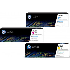 HP 203X CMY Bundle (3- High Capacity Toners CMYK Bundle) Cyan CF541X / Magenta CF543X / Yellow CF542X Original High Capacity LaserJet Toner Cartridges (3 X 2500 Pages)