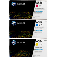 HP 658X CMY (3-Toner CMY Bundle) CYAN, MAGENTA, YELLOW ALL ORIGINAL High Yield LaserJet Toner Cartridges (3 X 28.000 Pages)