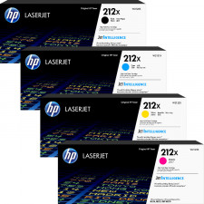 HP 212X CMYK (4-Toner High Yield CMYK Bundle) CYAN W2121X + MAGENTA W2123X + YELLOW W2122X + BLACK W2120X) ALL Original LaserJet High Yield Toner Cartridges (3 X 10.000 Pages + 1 X 13.000 Pages)