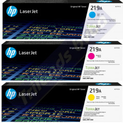HP 219A CMY (3-Toner Bundle) - Cyan W2191A + Magenta W2193A + Yellow W2192A All Original LaserJet Toner Cartridges (3 X 1.200 Pages)