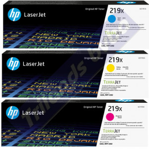 HP 219X CMY (3-Toner CMY Bundle) Cyan W2191X + Magenta W2193X + Yellow W2192X ALL High Capacity Original LaserJet Toner Cartridges (3 X 2500 Pages)