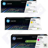 HP 220A CMY (3-Toner CMY Bundle) ALL ORIGINAL Cyan W2201A / Magenta W2203A / Yellow W2202A LaserJet Toner Cartridges (3 X 1.800 Pages)