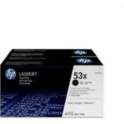 HP 53X (2-Pack) High Yield Black Original LaserJet Toner Cartridge Q7553XD (7000 Pages) for HP LaserJet M2727nf MFP, M2727nfs MFP, P2015, P2015d, P2015dn, P2015n, P2015x