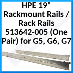 HPE 19" Rackmount Rails / Rack Rails 513642-005 (One Pair) for G5, G6, G7 - Condition: REFURBISHED