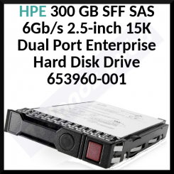 HPE 300 GB SFF SAS 6Gb/s 2.5-inch 15K Dual Port Enterprise Hard Disk Drive 653960-001 - with Smart Carrier Caddy - Refurbished