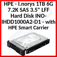 HPE I.norys 1 TB 6G 7.2K SAS (512e) 3.5" LFF Hard Disk INO-IHDD1000A2-D1 - with HPE Smart Carrier for Gen 8, 9, 10 - Refurbished