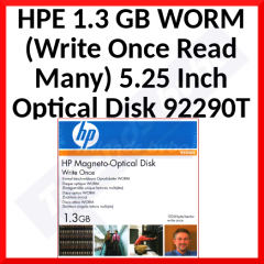 HPE 92290T 1.3 GB WORM (Write Once Read Many) 5.25 Inch Optical Disk - 1024 bytes/sector 