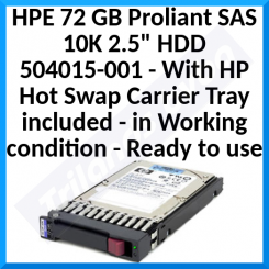 HPE 72 GB Proliant SAS 10K 2.5" HDD 504015-001 - With HP Hot Swap Caddy included for Proliant Gen 5,6,7