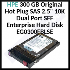 HPE 300 GB Original Hot Plug SAS 2.5 Inch 10K Dual Port SFF Enterprise Hard Disk With hot Plug Caddy EG0300FBLSE /  537820-001 - Refurbished
