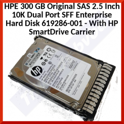 HPE 300 GB Original SAS 2.5 Inch 10K Dual Port SFF Enterprise Hard Disk 619286-001 - With HP SmartDrive Carrier - Refurbished - Error Free - Tested