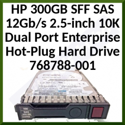 HPE 300 GB SFF SAS 12Gb/s 2.5-inch 10K Dual Port Enterprise Smart Carrier Caddy Drive 768788-001 - for Gen 8, 9, 10 - Refurbished - Formated 512e - Tested - Error Free