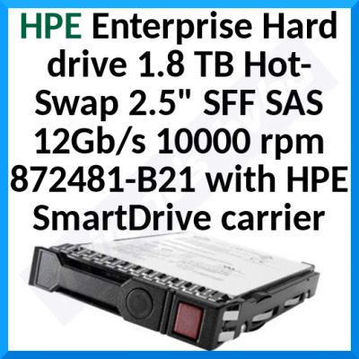 HPE 1.8 TB Enterprise Hard drive 872481-B21 - 1.8 TB - hot-swap - 2.5" SFF - SAS 12Gb/s - 10000 rpm - with HPE SmartDrive carrier