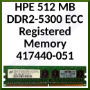 HPE 512 MB DDR2-5300 ECC Registered Memory 417440-051 - 512MB, 667 MHz, PC2-5300, fully buffered, Registered DDR2 DIMM memory module - in Perfect Working condition - Refurbished