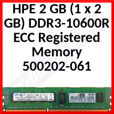 HPE 2 GB (1 x 2 GB) DDR3-10600R ECC Registered Memory 500202-061 - Condition: REFURBISHED