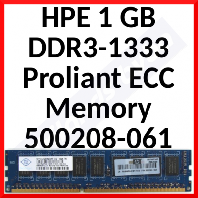 HPE 1 GB DDR3-1333 Proliant Registred ECC Memory (500208-061) - Refurbished
