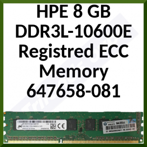 HPE 8 GB DDR3L-10600E Registred ECC Memory (647658-081) - Refurbished