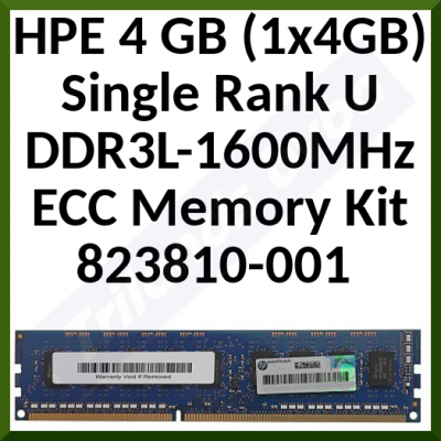 HPE 4 GB (1x4GB) Single Rank U DDR3L-1600MHz ECC Memory Kit (823810-001) 