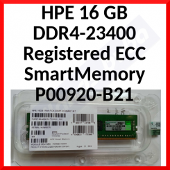 HPE (P00920-B21) 16 GB DDR4-23400 Registered ECC Smart Memory - DDR4 - 16 GB - DIMM 288-pin - 2933 MHz / PC4-23400 - CL21 - 1.2 V - registered - ECC