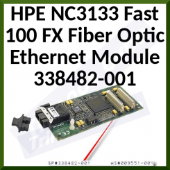 HPE NC3133 Fast 100 FX Fiber Optic Ethernet Module 338482-001 - 100 FX upgrade adds 2 Fast Ethernet FX fiber optic ports to NC3134 and NC3131 PCI NIC Adapters