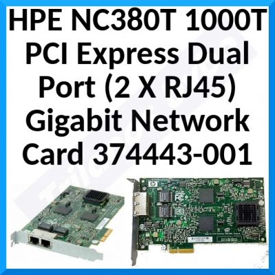 HPE NC380T 1000T PCI Express Dual Port (2 X RJ45) Gigabit Network Card 374443-001 - in Perfect Working condition - Refurbished