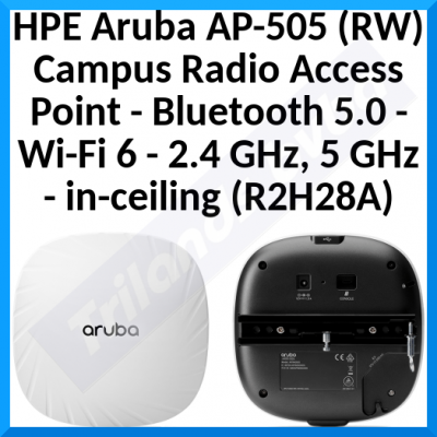 HPE Aruba AP-505 (RW) - Campus - radio access point - Bluetooth 5.0 - Bluetooth, Wi-Fi 6 - 2.4 GHz, 5 GHz - in-ceiling