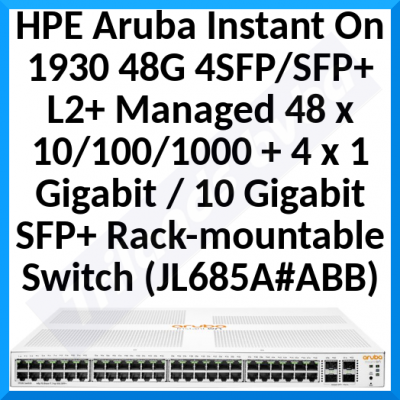 HPE Aruba Instant On 1930 48G 4SFP/SFP+ Switch - Switch - L2+ - Managed - 48 x 10/100/1000 + 4 x 1 Gigabit / 10 Gigabit SFP+ - rack-mountable