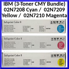 IBM (3-Toner CMY Bundle) 02N7208 Cyan +  02N7209 Yellow +  02N7210 Magenta Original Toner Cartridges (3 X 3000 Pages) for IBM Color 8, 8e, InfoPrint Color 8, 8e (Model 4308)