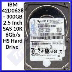 IBM 300 GB 2.5 Inch SAS 10K 6Gb/s HS Hard Drive (42D0638) - for System X -NON- Hot Swap (NO Caddy Included)  - Refurbished