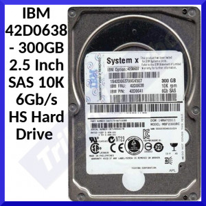 IBM 42D0638 - 300GB 2.5 Inch SAS 10K 6Gb/s HS Hard Drive for System X -NON- Hot Swap (NO Caddy Included) - (Refurbished)