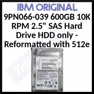 IBM 9PN066-039 600GB 10K RPM 2.5" SAS Hard Drive HDD only - Reformatted with 512e - Refurbished