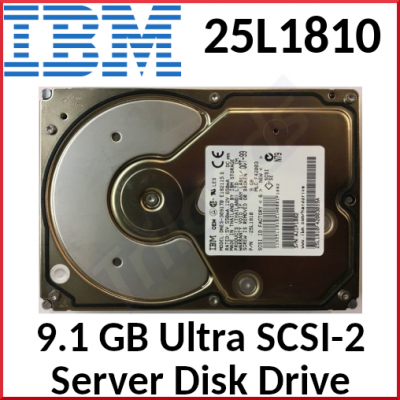 IBM 9.1 GB Ultra SCSI Server Disk Drive 25L1810 - 7200 RPM - 68-Pins - 3.5 Inch - Ultra SCSI-2 - Refurbished