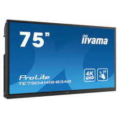 Iiyama ProLite TE7512MIS-B1AG - 75" Diagonal Class (74.5" viewable) LED-backlit LCD display - interactive digital signage - with touchscreen - 4K UHD (2160p) 3840 x 2160 - Direct LED - black bezel with matte finish