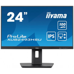 Iiyama ProLite XUB2493HSU-B6 - LED monitor - 24" (23.8" viewable) - 1920 x 1080 Full HD (1080p) @ 100 Hz - IPS - 250 cd/m - 1000:1 - 1 ms - HDMI, DisplayPort - speakers - matte black
