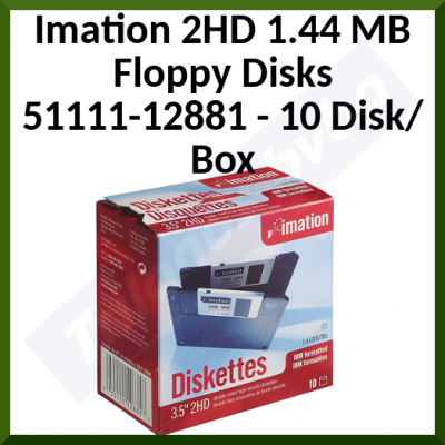 Imation 2HD Floppy Disks 51111-12881 - 1.44MB PC Formated Capacity - 10 Disk/Box